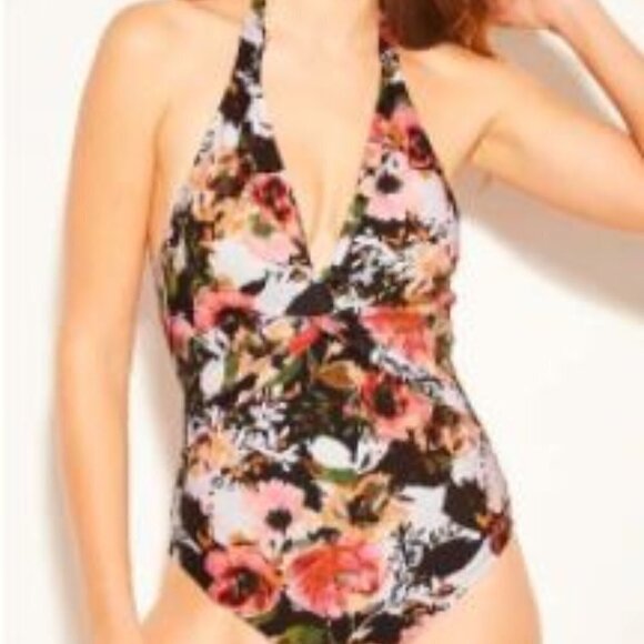 Kona Sol Floral Halter one piece swimsuit Small - Picture 2 of 8